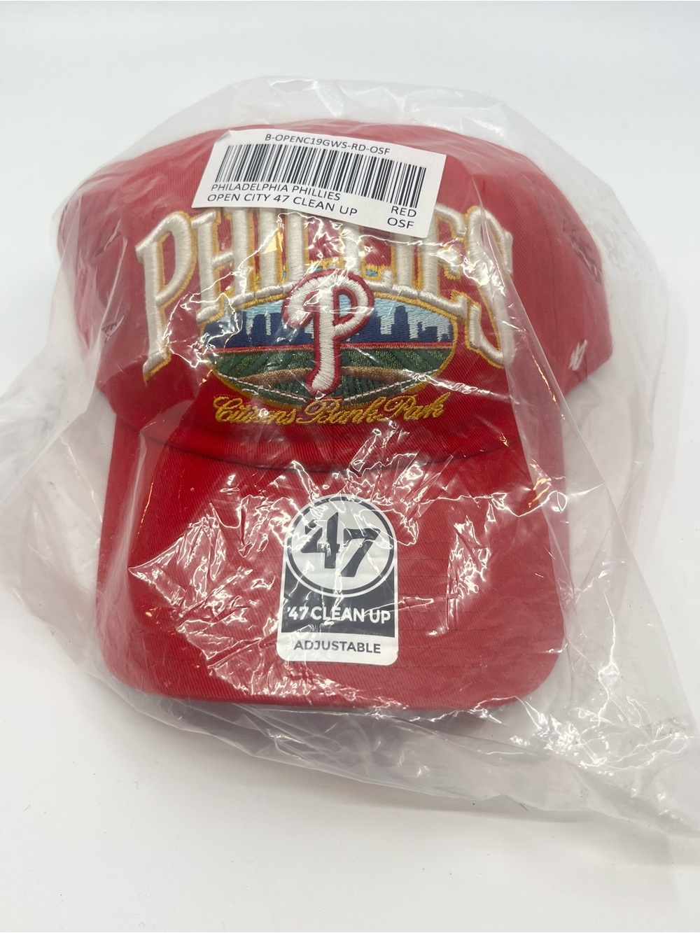 Philadelphia Phillies 47 Brand Clean Up Adustable Hat Cap Red Stadium - NEW